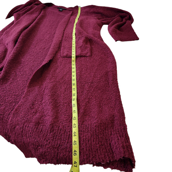 Ashley Stewart Sweater Women's 26/28 Burgundy Long Cardigan Open Front Pockets - Picture 13 of 14